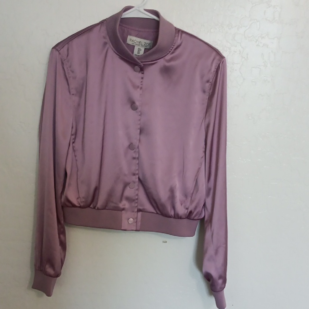 Rachel Zoe Purple Bomber Jacket Satin